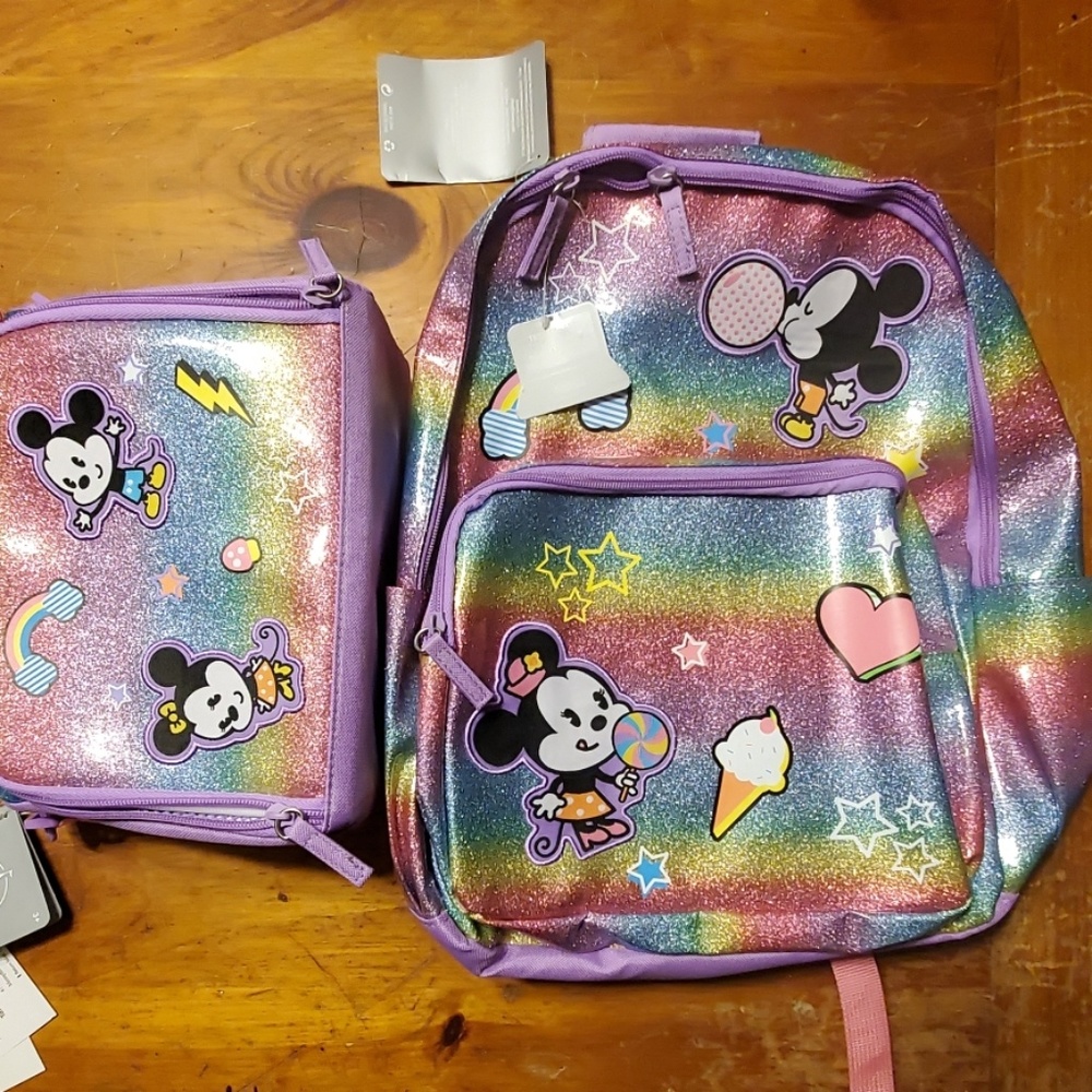 Mickey and Minnie backpack and lunchbag set